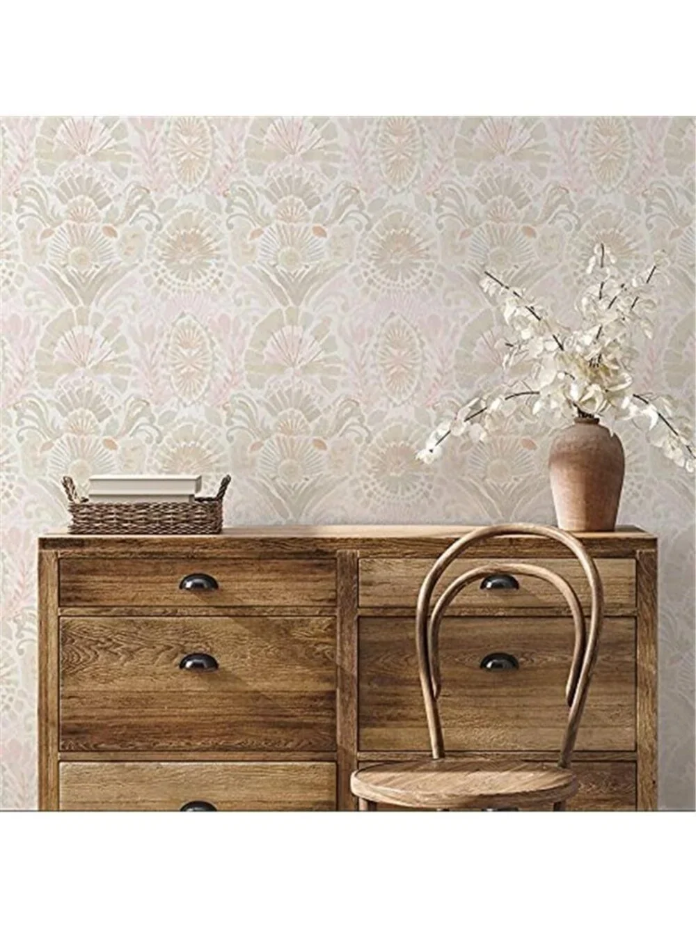 Peel and Stick Bohemian Floral Removable Wallpaper Pink Watercolor Accent Wall